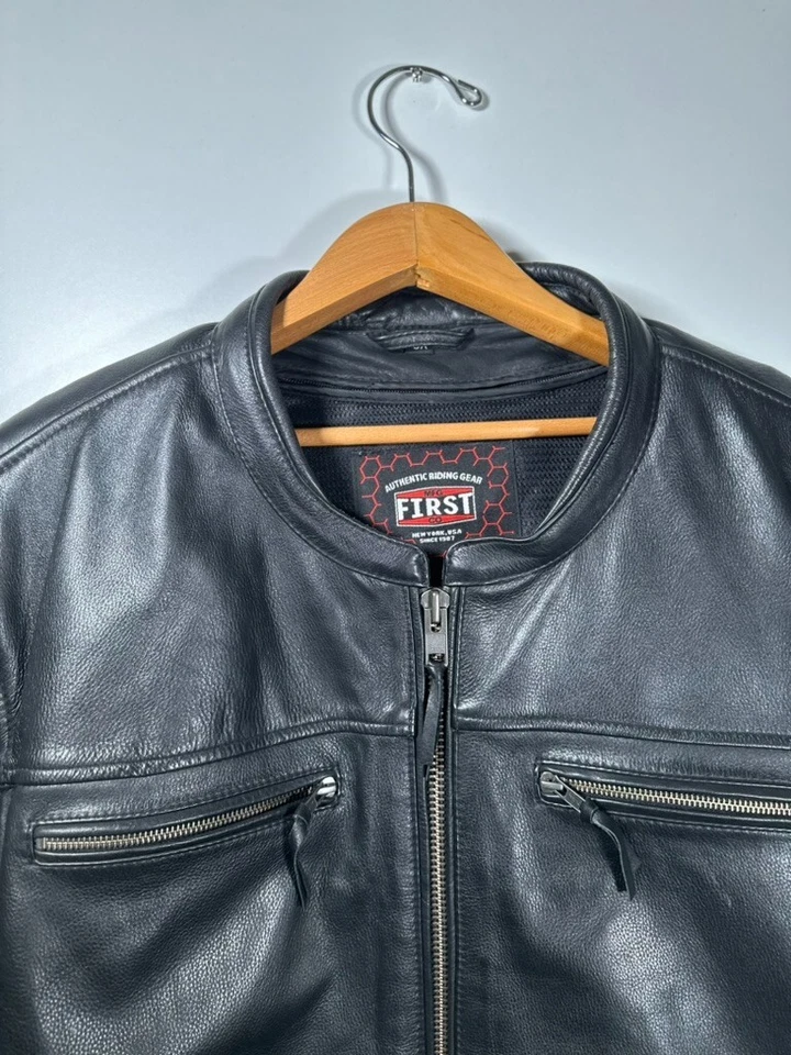 Chaqueta de cuero para motocicleta First Manufacturing para hombre FIM277CDMZ 3XL Foto 2 de 4