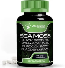Irish Sea Moss Capsules, 17-in-1, Seamoss Black Seed Oil - 120 Count (Pack Of 1)
