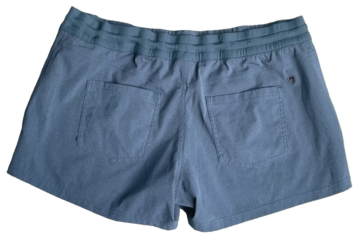 Kuhl Shorts Womens sz XL 16 Blue Strattus Drawstring Zip Pockets Ripstop Hiking