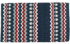 Western Wool Show Saddle Blanket - 34"x40"- Slate Blue - Cream - Grey - Red