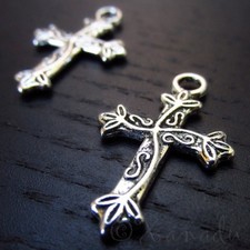 Cross Charms - Wholesale Antiqued Silver Plated Pendants C3492 - 10, 20 Or 50PCs