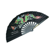 VENTAGLIO DRAGO Nero KUNG FU CHOY LI FOT TAI JI GONG CINESE TAIJI GONG METAL FAN