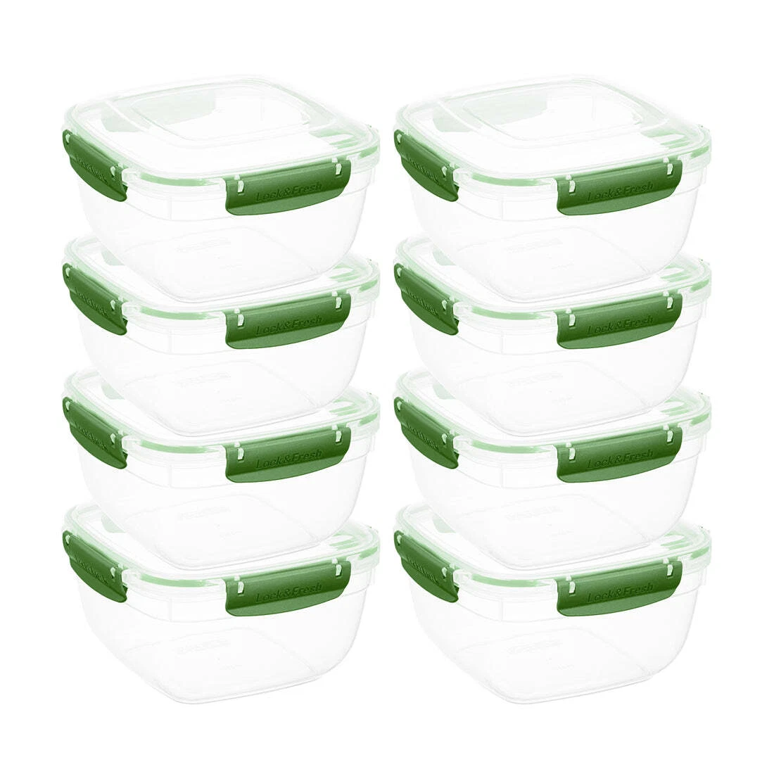 Superio Plastic Food Storage Containers, Airtight Lids, 13 oz., Green, 8 pack