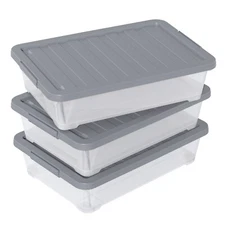 Idotry 3PCS 40 Quart Plastic Underbed Storage Box Large Latching Bins w/ Wheels
