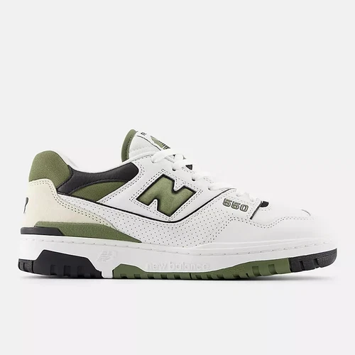 New Balance 550 - White/Dark Olivine (Olive)/Black - New in Box - FREE SHIPPING
