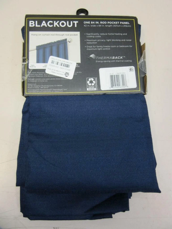 Eclipse Braxton Thermaback Room Darkening Single panel Blue 42" x 84" Unused - Image 3 of 4