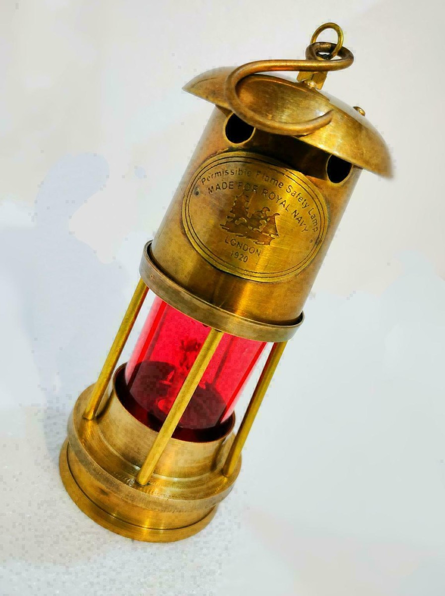 Set Of 2 Antique Brass Minor Lamp Vintage Nautical Ship Boat Light