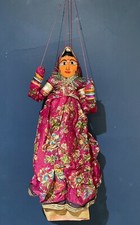 Vintage Indian Rajasthani Kathutli Doll Puppet Red Dress Female