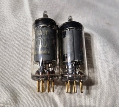 PAIR RARE: MULLARD 6AU6 MASTER 10M SERIES GOLD PINS TUBES STRONG MATCH (VT3)