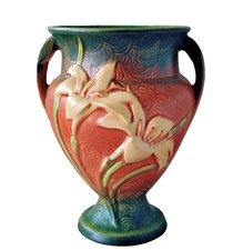 VINTAGE ROSEVILLE POTTERY BROWN ZEPHYR LILY VASE #202-8 USA