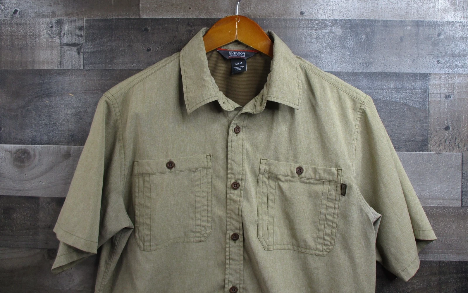 Outdoor Research Wayward Shirt Mens Medium Brown Short Sleeve Hiking Button Up
