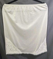 White Lace Overlay Nylon Half Slip Vintage Nylon Waist 30"-38" Length 25"