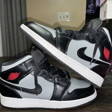 Nike Air Jordan 1 Mid GS Shadow Grey Red 554725-096 Size 6Y Women's Size 7.5