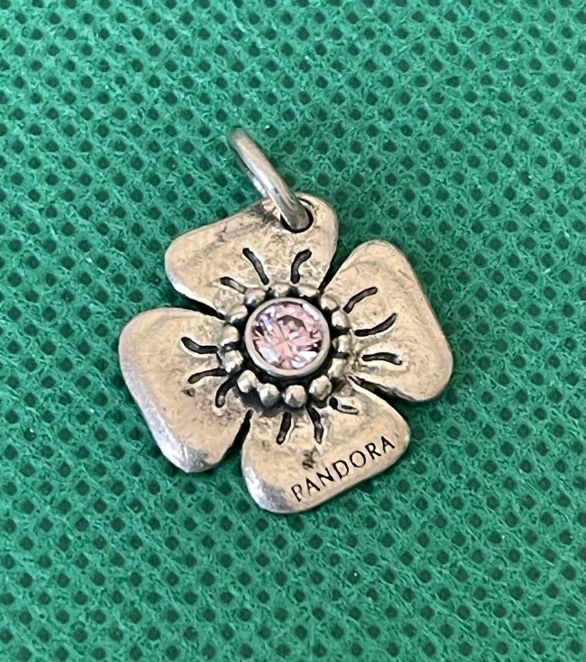 Pandora Rosa Circonita Cúbica Plata de Ley .925 Flor Dije Broche Abridor Foto 4 de 4