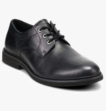 NEW Hush Puppies Mens Detroit PT Oxford, BLACK LEATHER, Size 9.5M NIB