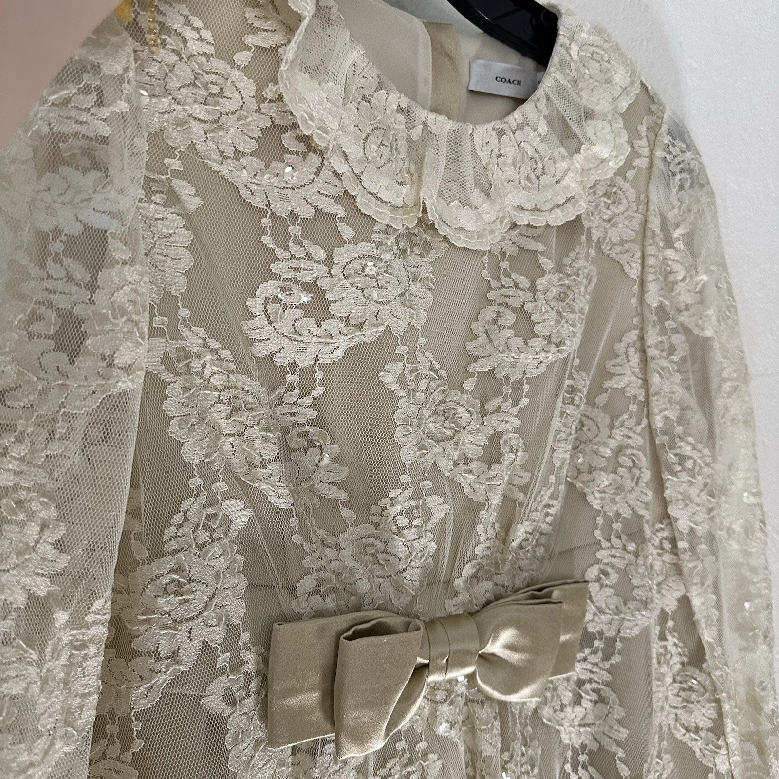 Coach ABITO IN PIZZO RICAMATO COLOR CREMA US TAGLIA 2