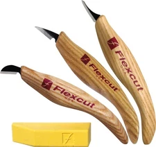 Flexcut Detail Knife Set Carbon Steel Carving Blade Ergonomic Wood Handle KN400