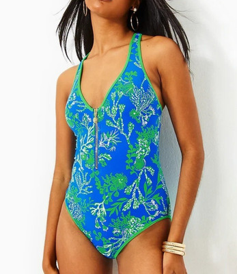  NEW LILLY PULITZER  KAILANIE SWIMSUIT BRINY BLUE A BIT SALTY 4 S Small