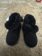 Wonder Nation Unisex Kids Black Faux Fur Bootie Size 4 Polyester Ankle Boots