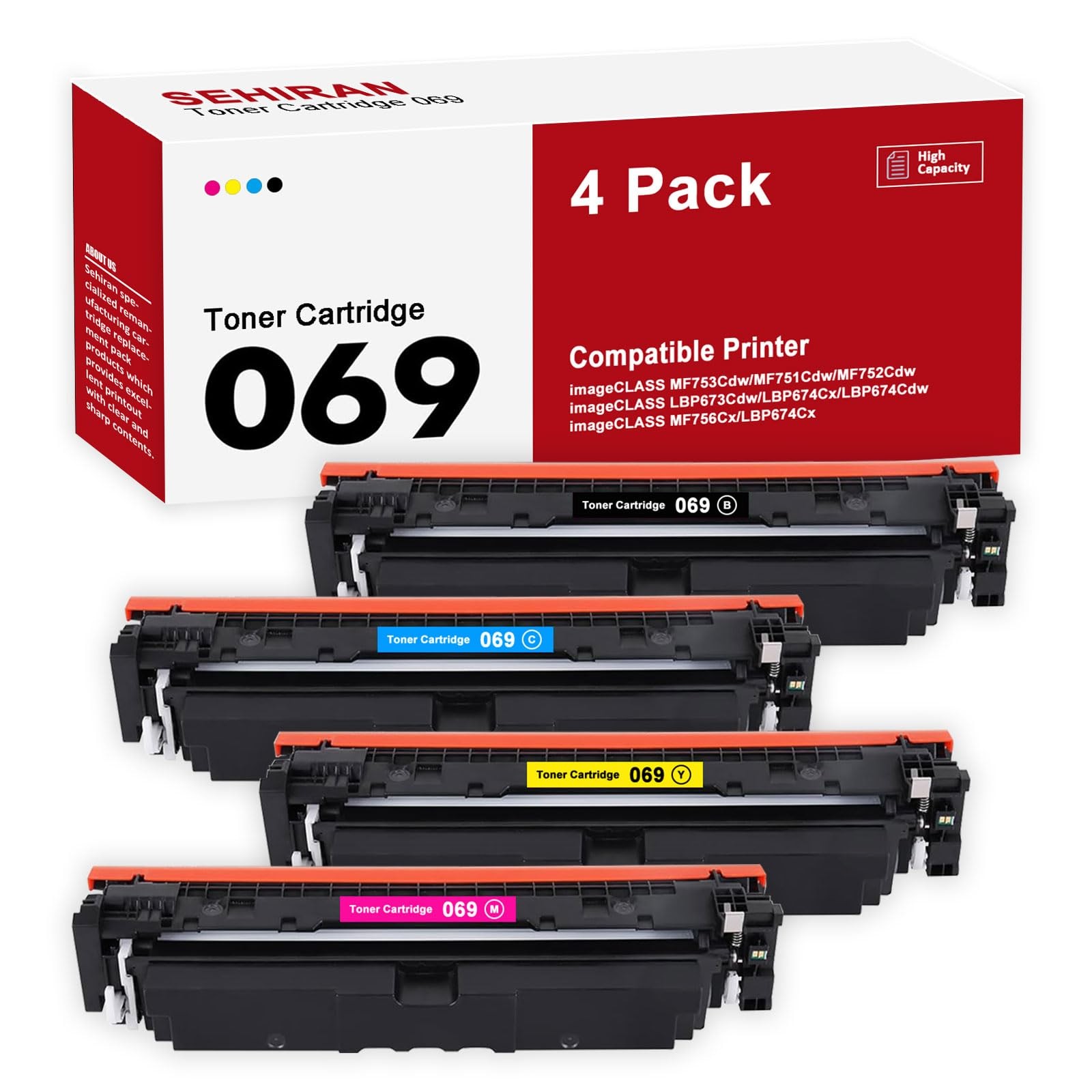 ** NEW Canon Toner | 069 / 069H | Black/Color | With Chips | Compatible | 4-Pack