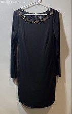 Vince Camuto Womens Black Embellished Rhinestone Long Sleeve Sheath Dress Size 6