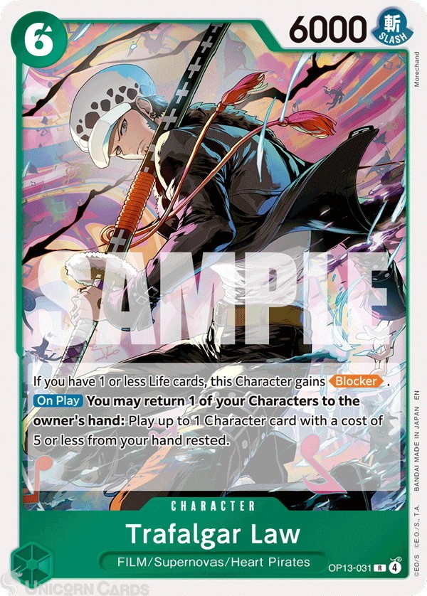 OP13-031 Trafalgar Law : Rare English One Piece TCG Card : OP13: Carrying on His