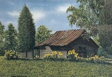 Framed Watercolor Print of Rustic Barn in Rustic Wood Frame — listing 4