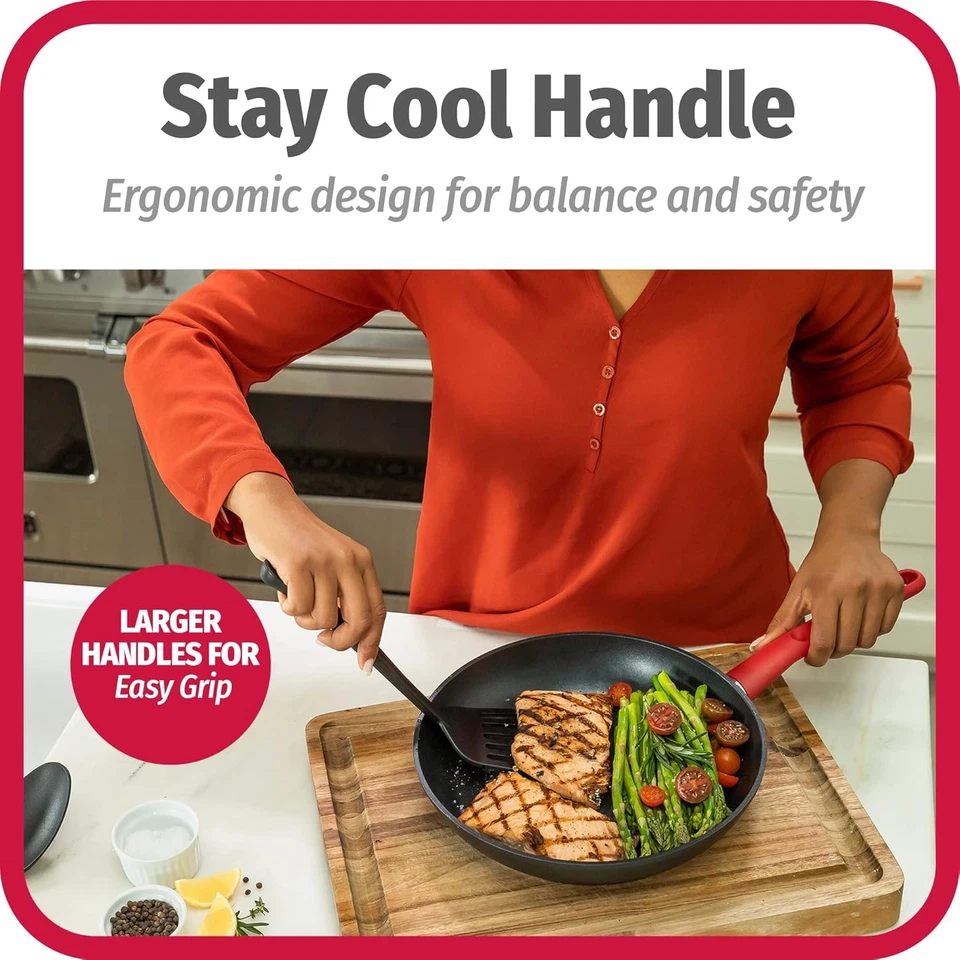 GoodCook ProEase 12-Piece Nonstick Cookware Set, Multi-Size, Black/Red  - Image 3 of 4