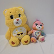Lot Of 2 Care Bears Unlock The Magic Funshine Rainbow Heart Plush 12" 7"
