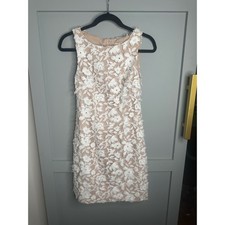 Aidan Mattox Dress White Floral Embroidered Sleeveless Sheath Cocktail Party