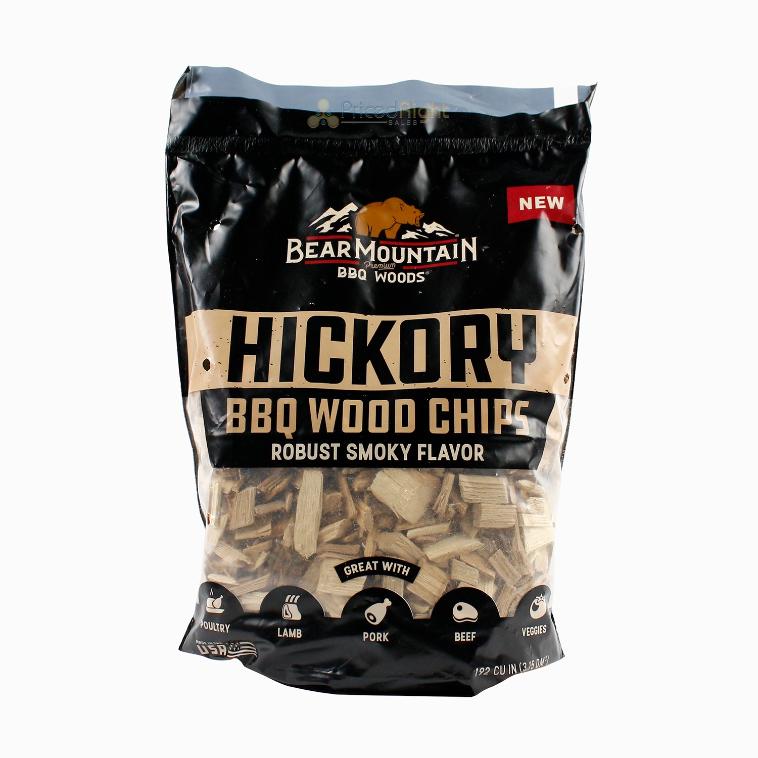 Bear Mountain BBQ Hickory Natural Hardwood Chips Robust Smoky Flavor for Meats
