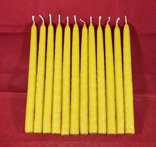 12 x 100% PURE beeswax HAND DIPPED TAPER CANDLES ECO-FRIENDLY size: 20cm x 1.5cm