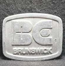 WJ09155 VINTAGE 1970s  BC BRUNSWICK  COMPANY ADVERTISEMENT PEWTER BELT BUCKLE