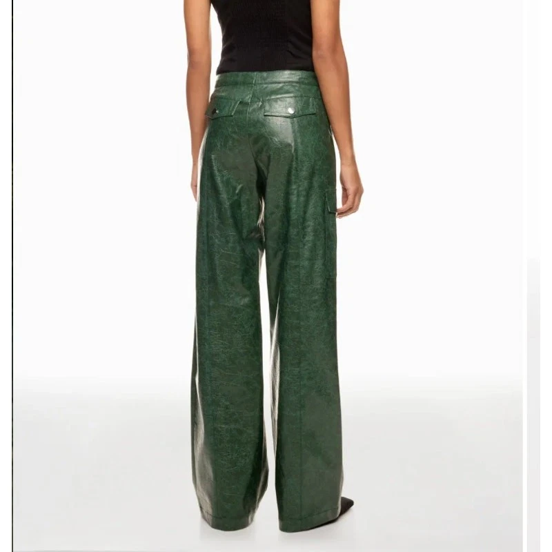 Pantalón de cuero sintético Baum und Horsegarten talla 6 pierna ancha cargo cocodrilo diseñador $280 Foto 3 de 4