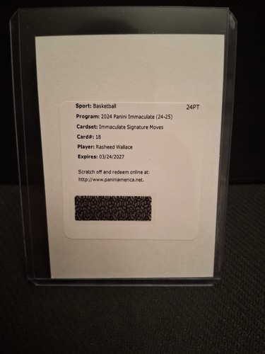 Rasheed Wallace #18 2024 Panini Immaculate Signature Moves card