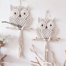 Boho Vintage Owl Macrame Tapestry Cotton Woven Wall Hanging Bohemian Home Decor