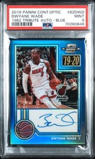 Dwyane Wade 2019-20 Panini Contenders Optic 1982 Tribute Auto Blue /20 - PSA 9