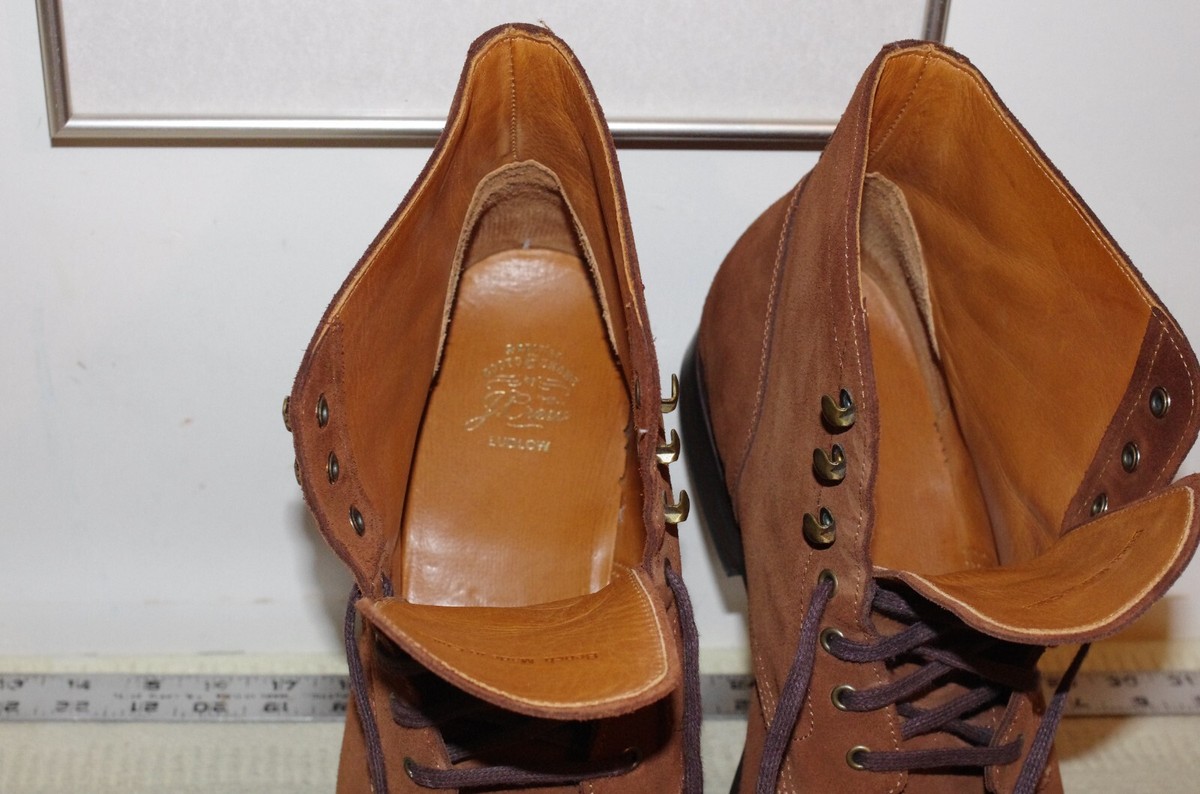 Grant Stone x J. Crew Men\'s Size 12 D EUC Ludlow Brown Leather Lace Up Boots Grant Stone Dark Oak Roughout Chelsea Boots Unboxing and  main image 4