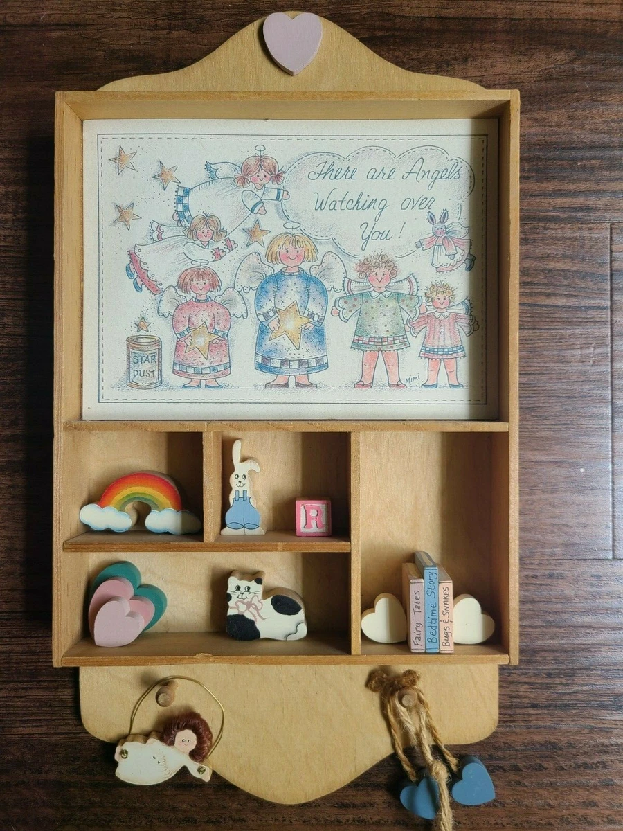 Wooden Knick Knack Shelf w Wood Accessories Shabby Angels Country Decor