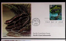 PACIFIC COAST RAIN FOREST GIANT SALAMANDER 2000 FLEETWOOD CACHET FDC UNADDR