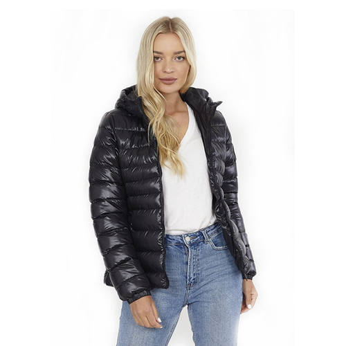 Womens Ladies Girls Puffer Black Jacket 