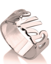 CURSIVE NAME RING: STERLING SILVER, 24K GOLD PLATING, ROSE GOLD PLATING
