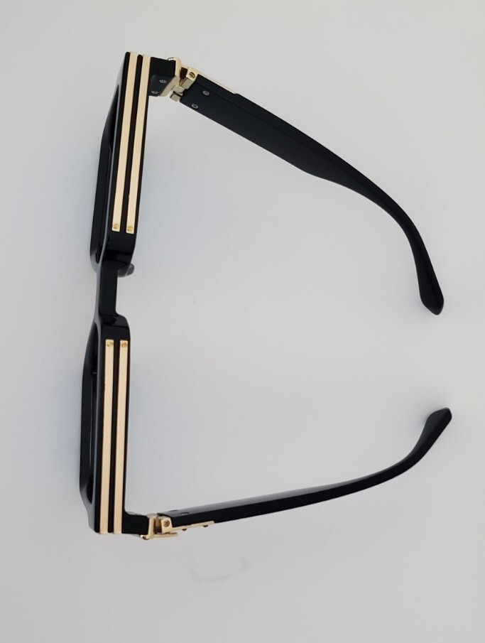 Lambo Black Square Gold Trims Sunglasses 57-20-135 | eBay