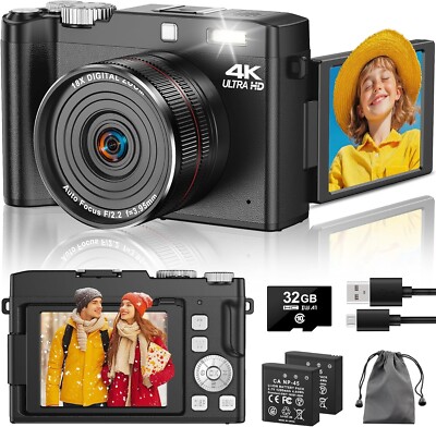 SINEXE Digitalkamera 4K 64MP mit 32GB Karte & Makrofunktion, 18x