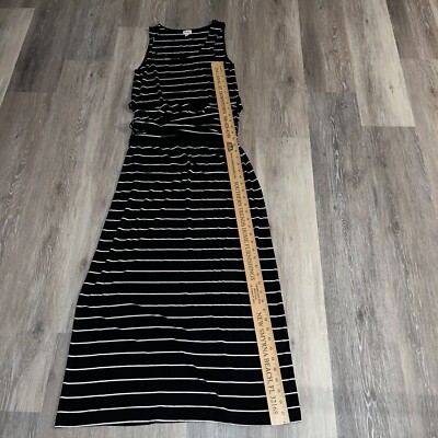 haleys black and white wide horizontal striped dress Blue & White Floral Dress – Haley Striped Midi with Tie Straps main image 0