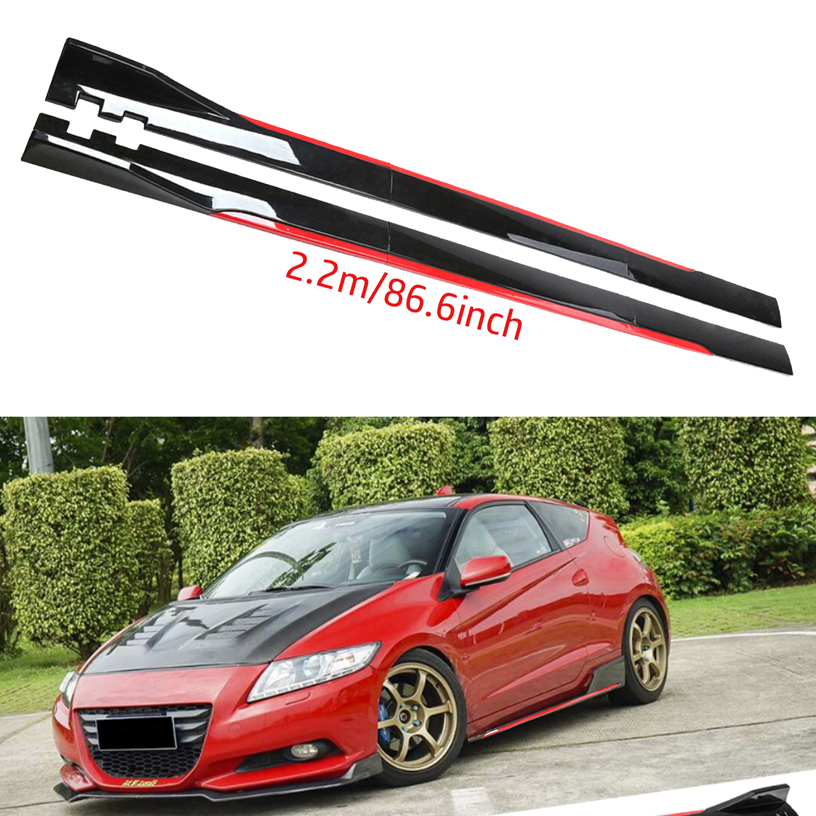 For Honda CR-Z Side Skirt Extension Body Kit Splitter Spoiler Glossy Black P