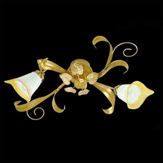 Plafoniera Soffitto Vetro Ambra Anastasia 2xE14 Stile Retrò Classico