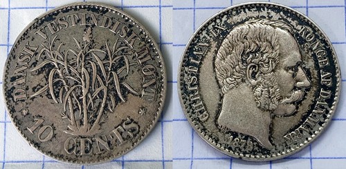 *** DANISH WEST INDIA *** 10 CENTS 1879 *** CHRISTIAN IX *** HIGH GRADE *** o2