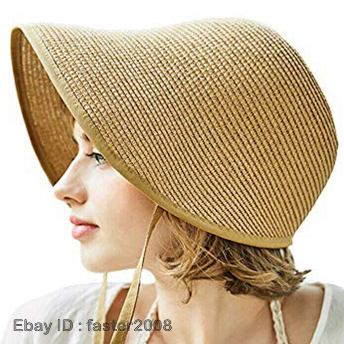 French Straw Bonnet Cap for Women Victorian Sun Hat Chin  display picture 2