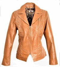 Lederjacke ECHT-Leder mit Steppung elegnant in cognac für Damen
